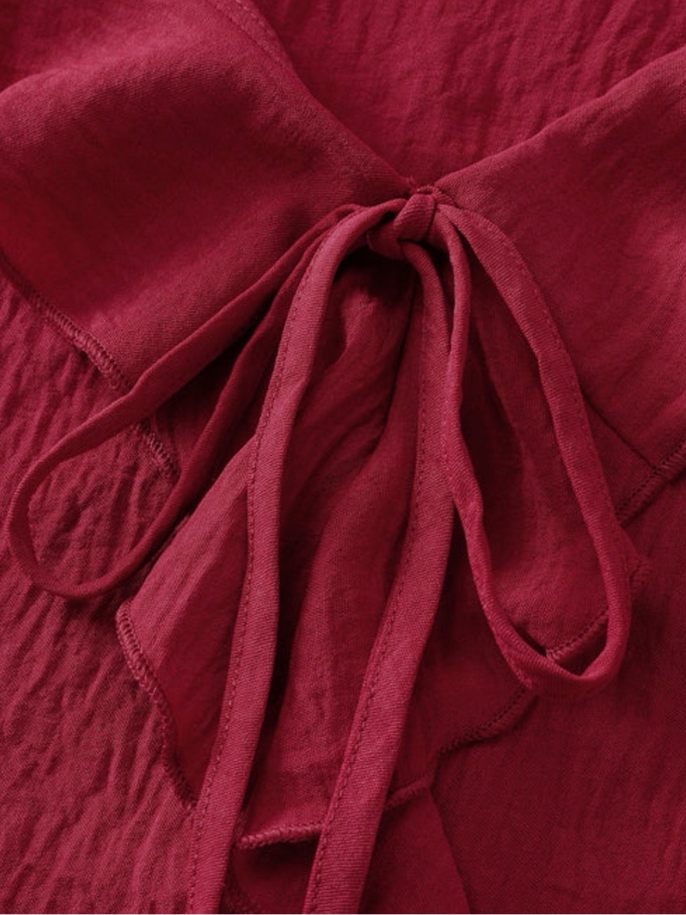 BloomChic Women's Ruffle Front V-Neck Blouse in Raspberry - Picture 5 of 6